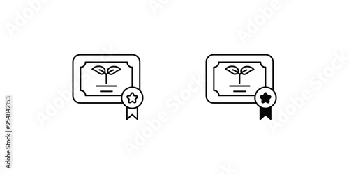 eco certificate set icon with white background vector stock illustration