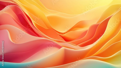 Abstract 2D animation with flowing geometric shapes and soft gradients, harmonically paced to serve as a visually engaging background for text overlay photo