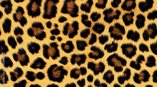 Realistic fur leopard seamless pattern