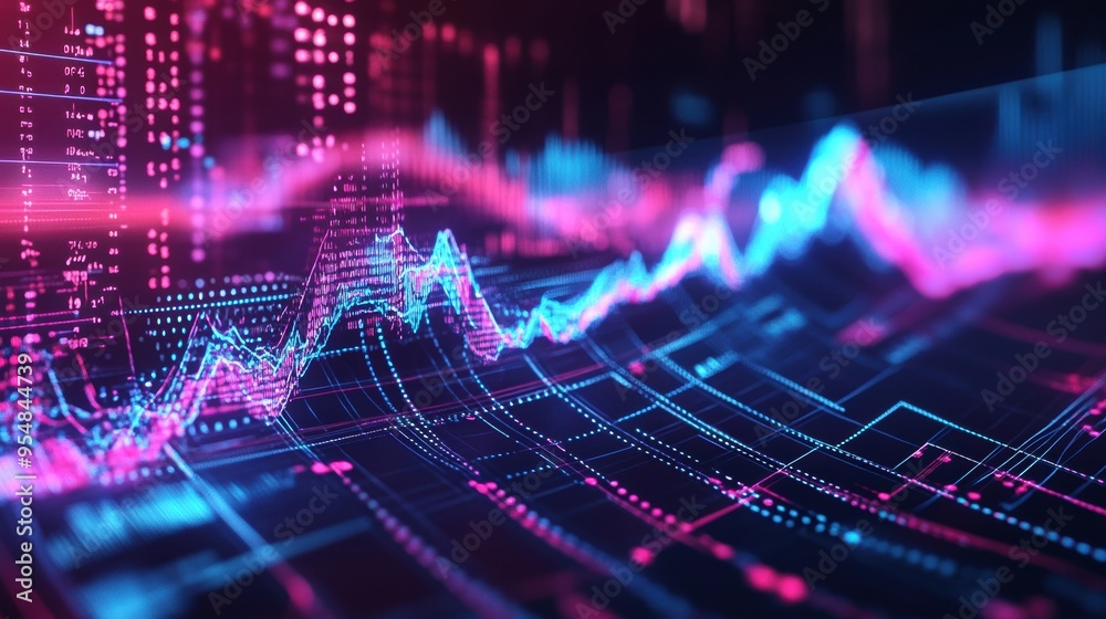 Animated 3D background featuring layers of transparent financial graphs and data visualizations, moving harmoniously to create a visually engaging and informative backdrop Animated 3D background featuring layers of transparent financial graphs and data visualizations, moving harmoniously to create a visually engaging and informative backdrop
