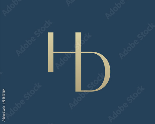 HD letter logo icon design. Classic style luxury initials monogram.