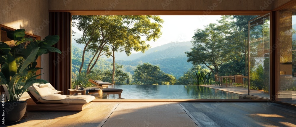Fototapeta premium A balanced life featuring work and rest in a peaceful, natural setting