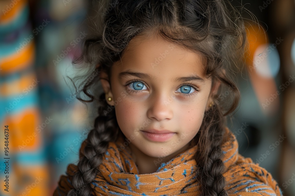 Portrait of a Beautiful Young Girl With Blue Eyes and Braided Hair Portrait of a Beautiful Young Girl With Blue Eyes and Braided Hair
