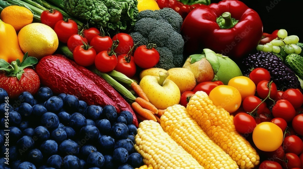 A vibrant image of healthy foods promoting balanced nutrition and its role in overall health A vibrant image of healthy foods promoting balanced nutrition and its role in overall health