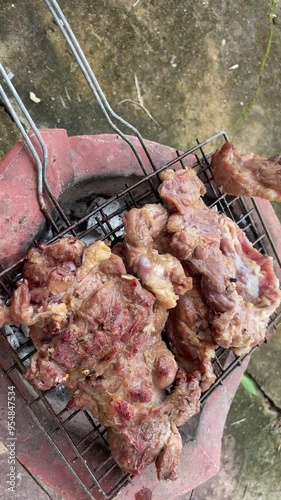 Meat grilled.