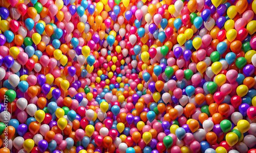 Viele bunte Luftballons angeordnet, lebendig, Muster, abstrakt, Hintergrund oder Textur