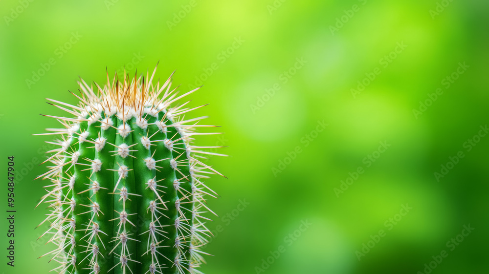 Magnified shot of cactus spines against a blurred green background Magnified shot of cactus spines against a blurred green background