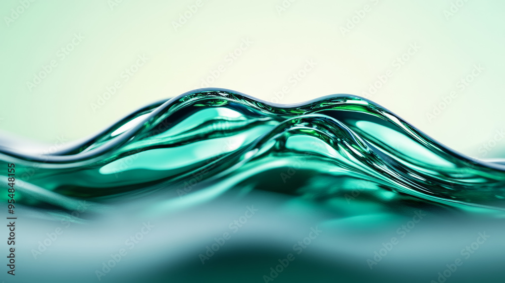 Magnified view of emerald and sapphire liquid waves merging with a smooth gradient effect Magnified view of emerald and sapphire liquid waves merging with a smooth gradient effect