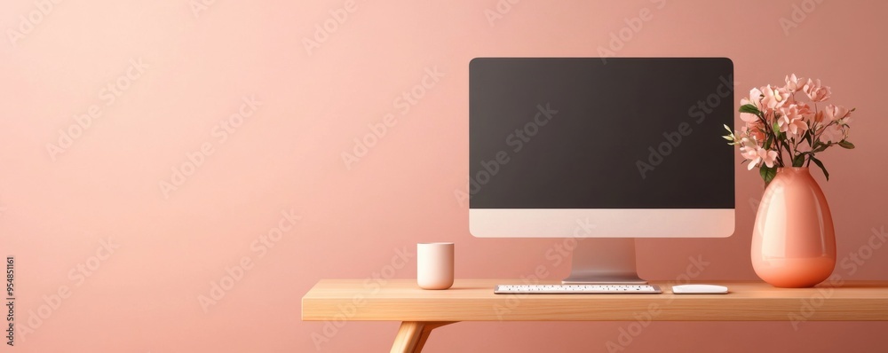 custom made wallpaper toronto digitalMinimalist Lifestyle Workspace with Single Monitor and Organized Desk