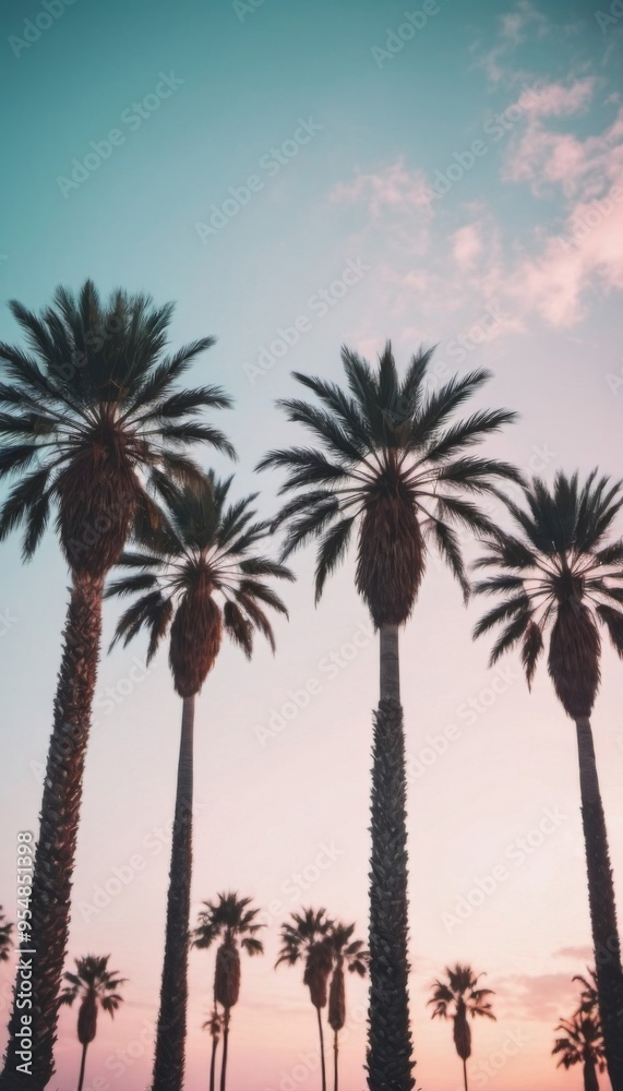 road at sunset among palm trees pastel colors. ai generated. road at sunset among palm trees pastel colors. ai generated.