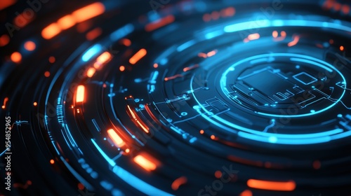 Wallpaper Mural Futuristic 3D loop with glowing circuits and digital nodes, symbolizing advanced technology and connectivity, designed for seamless background integration Torontodigital.ca