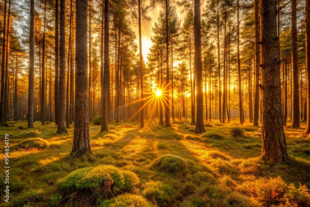 Capture the soft, warm light of a sunset over a forest where the forest floor is bathed in a warm, golden light, emphasizing the textures of the trees and underbrush. Capture the soft, warm light of a sunset over a forest where the forest floor is bathed in a warm, golden light, emphasizing the textures of the trees and underbrush.