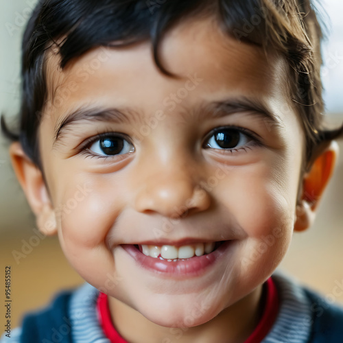 Portrait of a happy boy in class at school, playschool by ai generated 