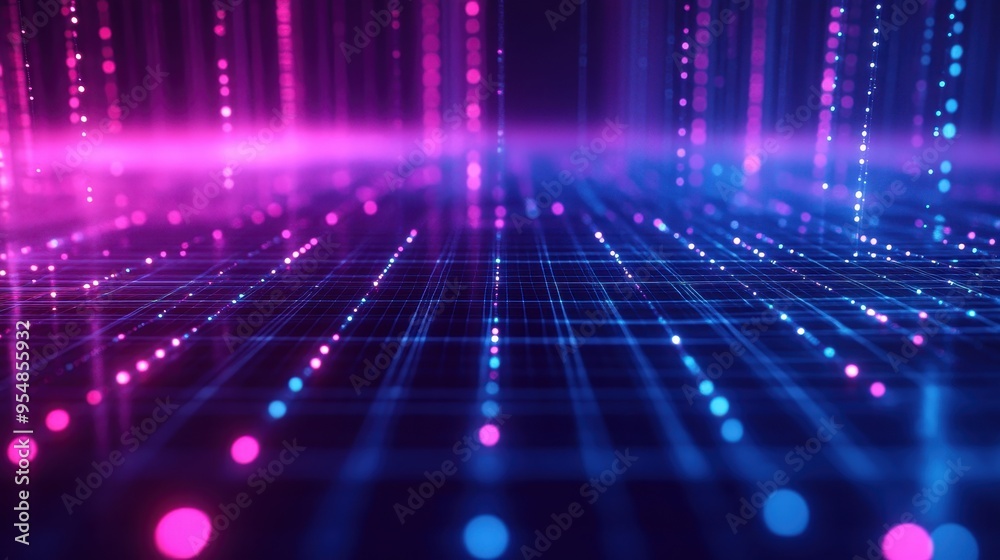 Abstract Futuristic Technology Background with Neon Lights and Grid Pattern. Abstract Futuristic Technology Background with Neon Lights and Grid Pattern.