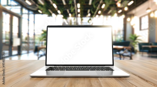 Stunning Blank Screen Laptop with Blurred Background: A Minimalist and Intriguing Visual. Showcasing the Simplicity and Mystery.
