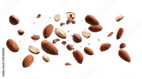 Flying Nuts Isolated on Transparent Background, PNG file, graphic resources