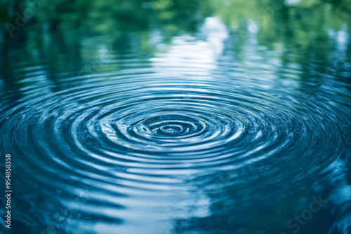 Ripple effect on a calm water surface. Concentric circles