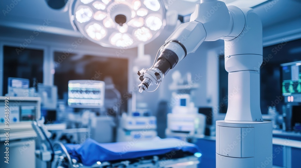 Advanced Surgical Robot Operating in a Futuristic Medical Facility Advanced Surgical Robot Operating in a Futuristic Medical Facility