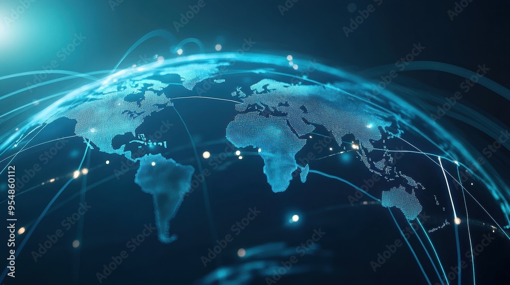 a global map with animated flight paths connecting various cities, emphasizing international travel a global map with animated flight paths connecting various cities, emphasizing international travel