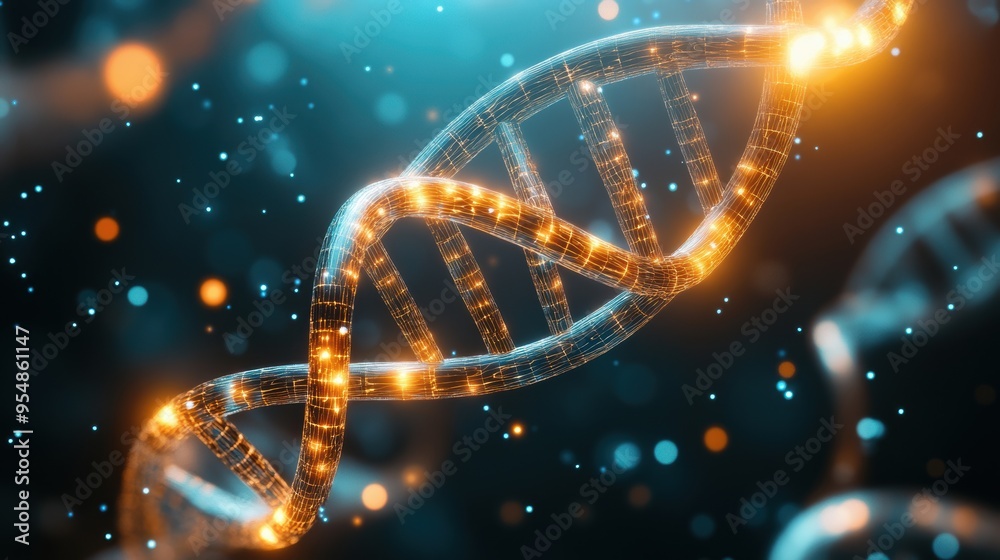 a rotating DNA double helix with glowing segments, symbolizing genetic research and innovation a rotating DNA double helix with glowing segments, symbolizing genetic research and innovation
