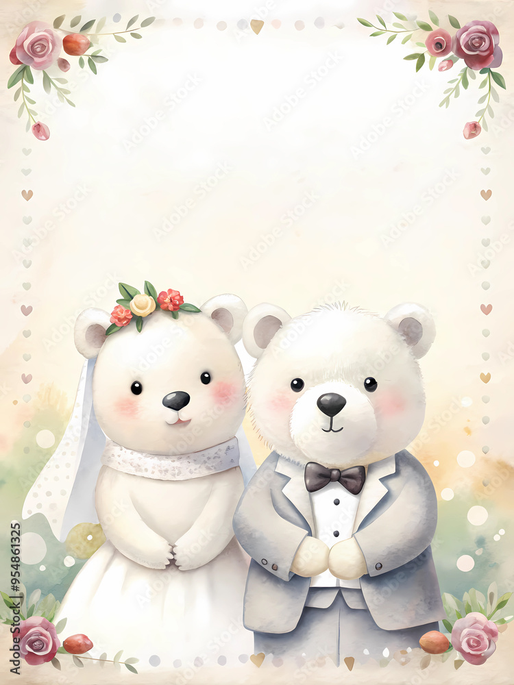 Mr. and Mrs. Polar Bear, marriage, wedding, love Mr. and Mrs. Polar Bear, marriage, wedding, love
