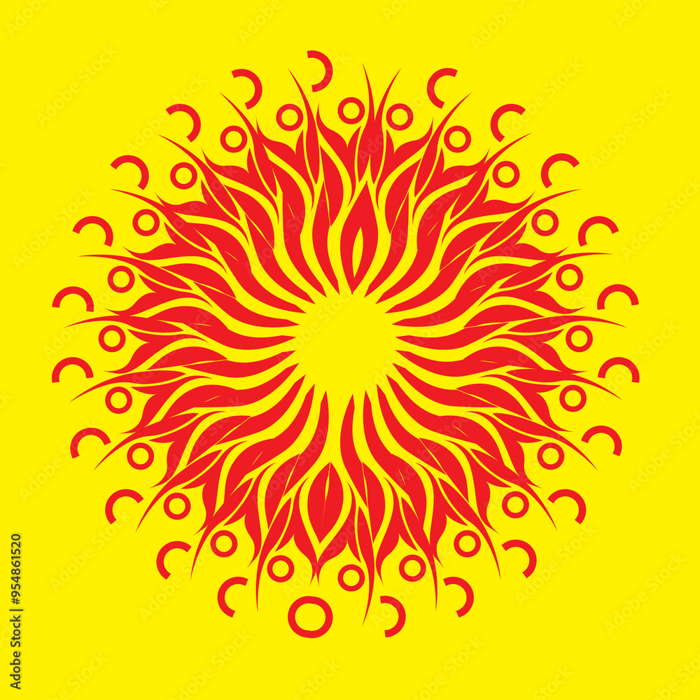 Naklejka premium Colorful mandala. Ornamental round doodle flower isolated on white background. Geometric circle element. Vector illustration.