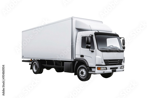 A cargo van for transportation services is isolated on a white background, suitable for mockups, advertising, logistics, and delivery concepts