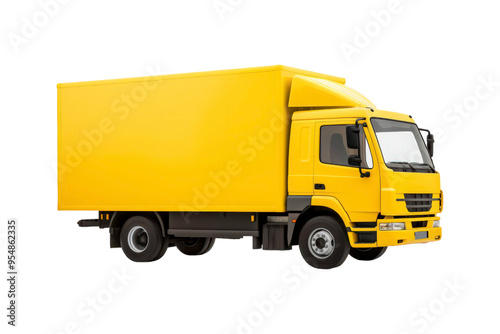 A cargo van for transportation services is isolated on a white background, suitable for mockups, advertising, logistics, and delivery concepts photo