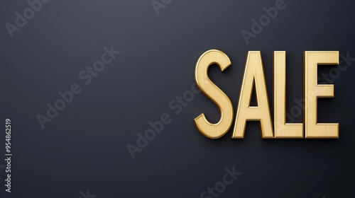 Golden "SALE" sign, Black Friday dark backdrop, elegant theme, 3D illustration