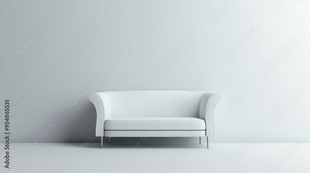 A white sofa in a minimalist white room. A white sofa in a minimalist white room.