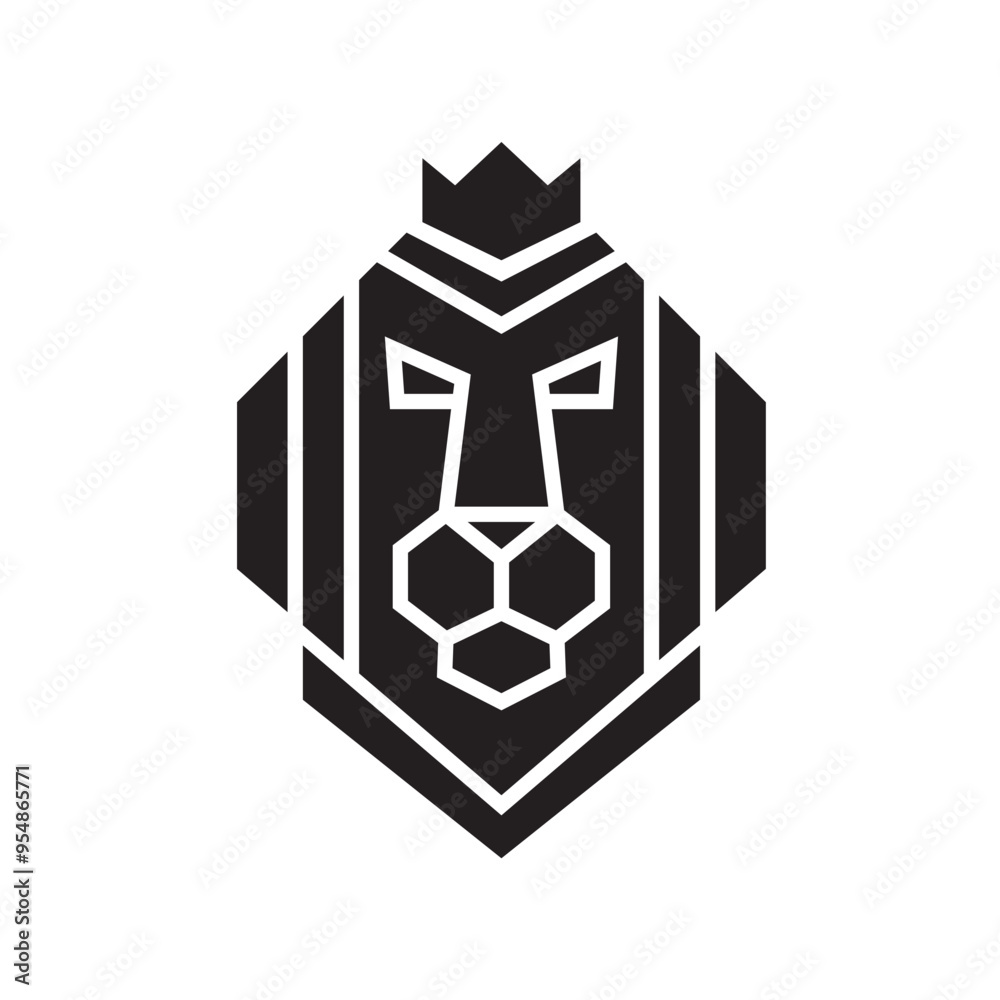 Lion head with a crown shield logo design. Crest vector icon. Luxury brand element for business project. Concept stability and protect your investments isolated on white background Lion head with a crown shield logo design. Crest vector icon. Luxury brand element for business project. Concept stability and protect your investments isolated on white background