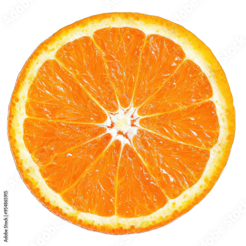 Fresh and juicy orange slice showing vibrant color and texture, perfect for healthy eating and culinary presentations.