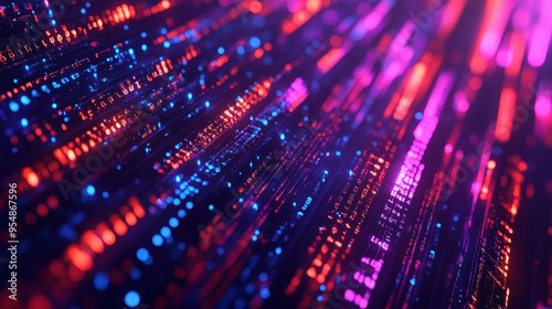 Wallpaper Mural Abstract Neon Lights Background with Red and Blue Glowing Lines. Torontodigital.ca