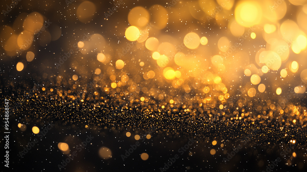 A mesmerizing background of shimmering gold glitter and soft bokeh lights creating a dreamy ambiance