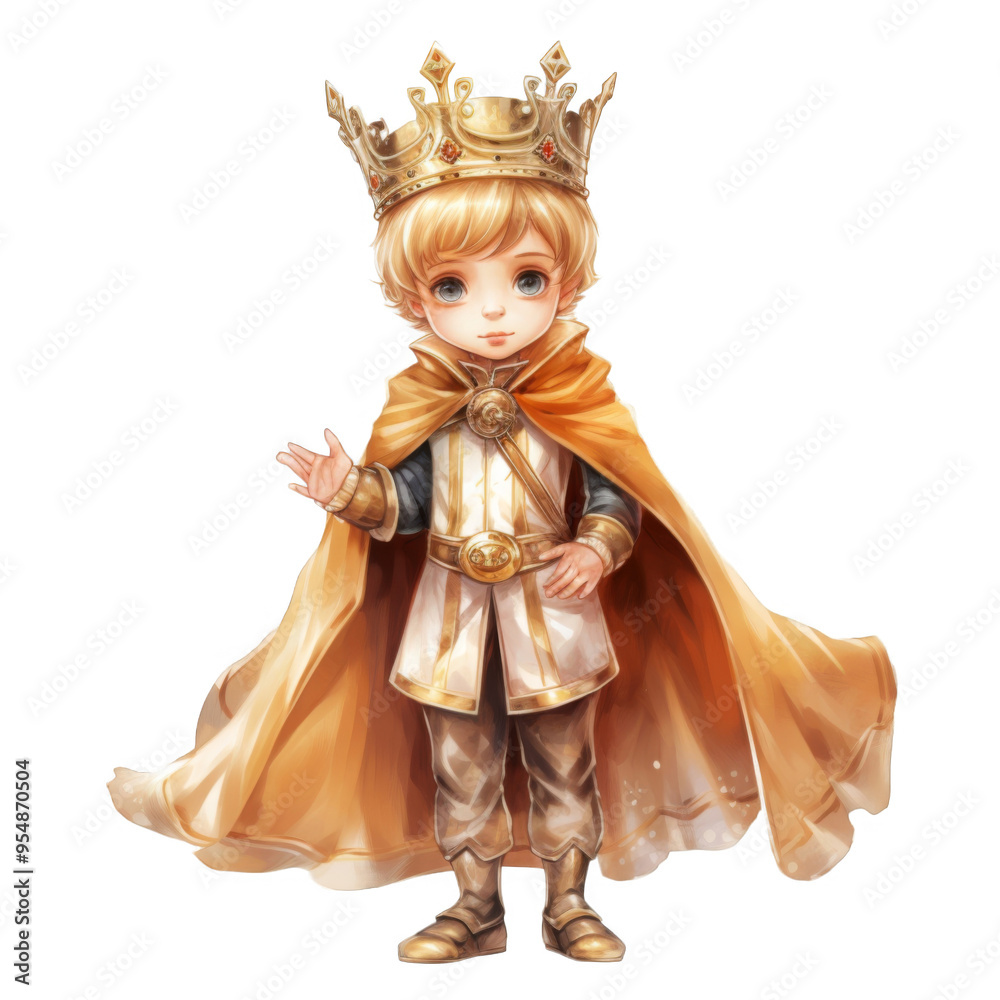 A Young Boy Dressed as a King With a Golden Crown and Cape A Young Boy Dressed as a King With a Golden Crown and Cape