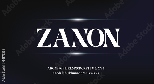 Zanon Modern sharp decorative sans serif alphabet display font vector illustration