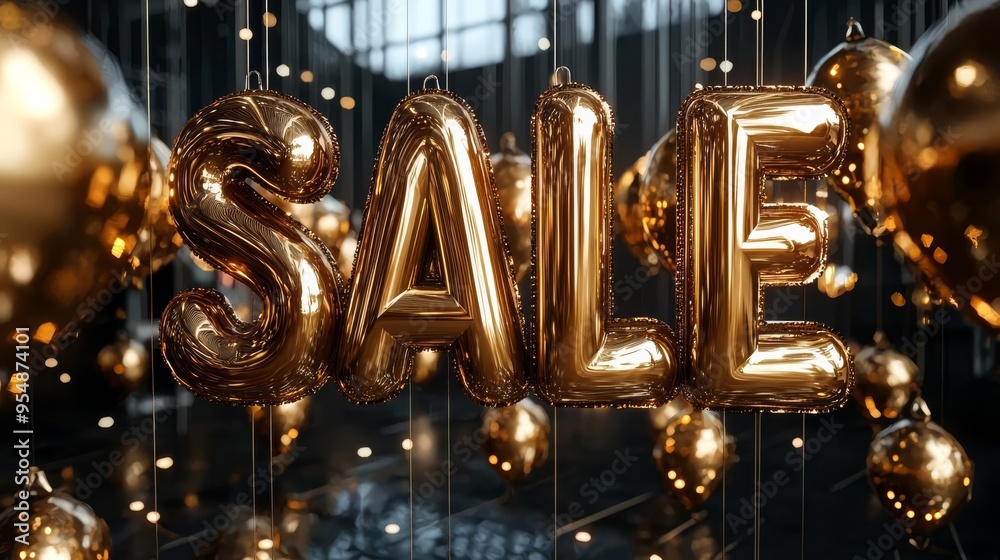 Fototapeta premium Black Friday sale, golden typography, 3D illustration