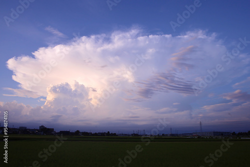 宇都宮市 夕暮れに発生した、かなとこ雲