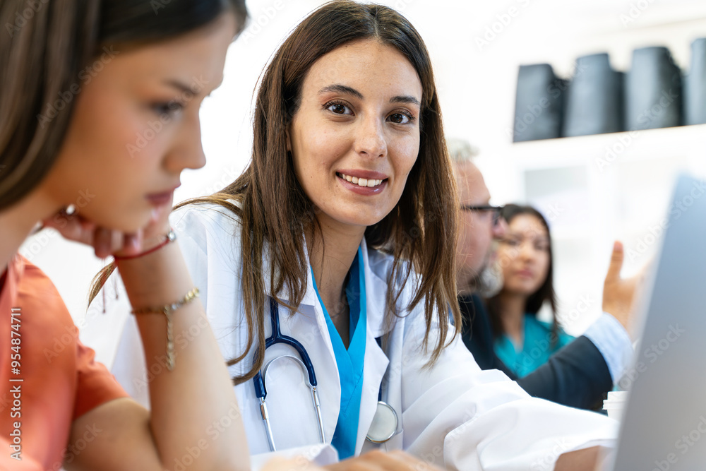 Group of Medical Team and Business People Meeting in Hospital and Office Conference Room Group of Medical Team and Business People Meeting in Hospital and Office Conference Room