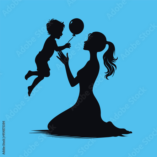 A woman and a child interacting playfully  