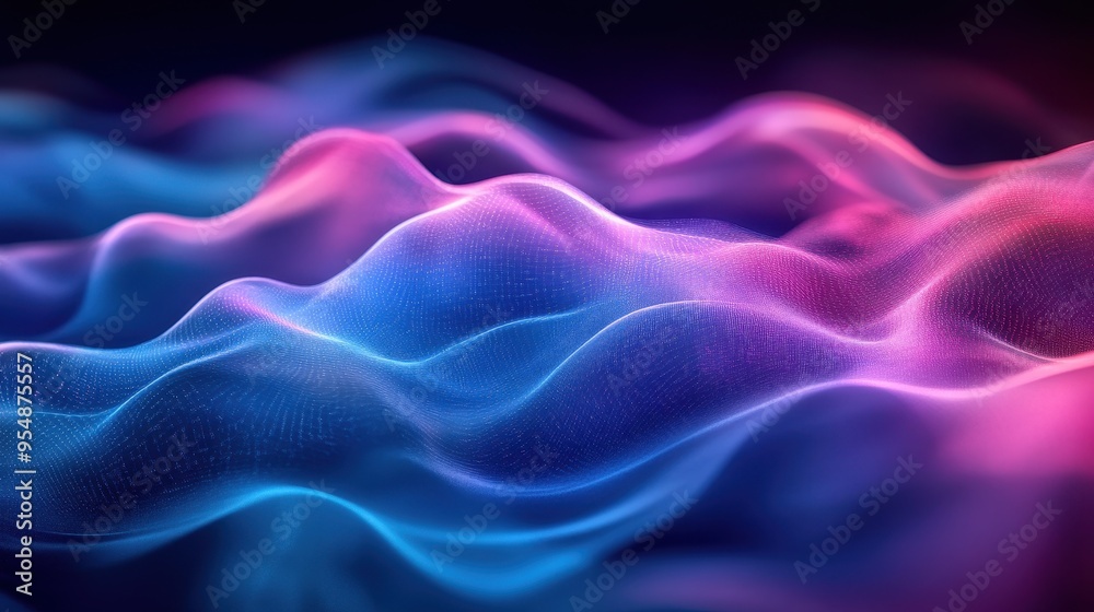 Abstract Wavy Background with Pink and Blue Gradient - Digital Art Abstract Wavy Background with Pink and Blue Gradient - Digital Art