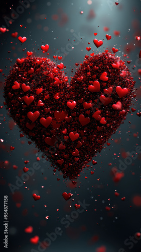 Red hearts digital art for Valentine's Day