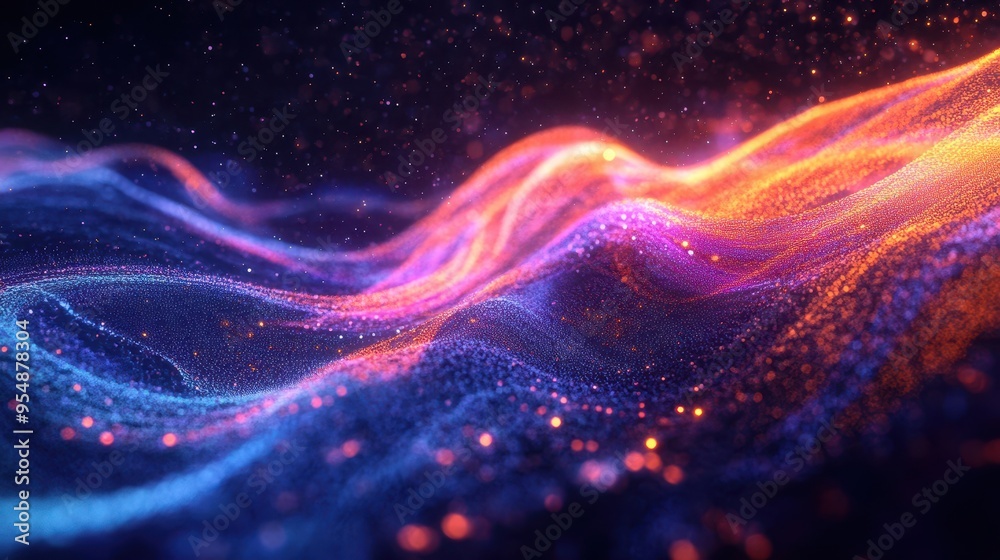 Abstract Colorful Glittering Wave Background - 3D Rendered Digital Art. Abstract Colorful Glittering Wave Background - 3D Rendered Digital Art.