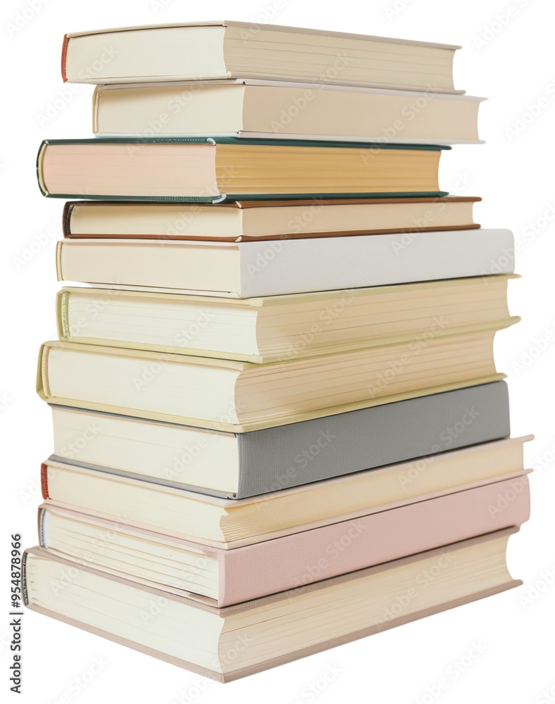 PNG Stacked books with colorful covers PNG Stacked books with colorful covers