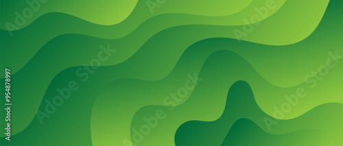 Abstract minimal background with green gradient fluid shapes