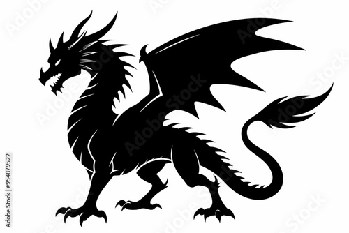 Wallpaper Mural Dragon silhouette vector illustration, Black Dragon silhouette vector design 
 Torontodigital.ca