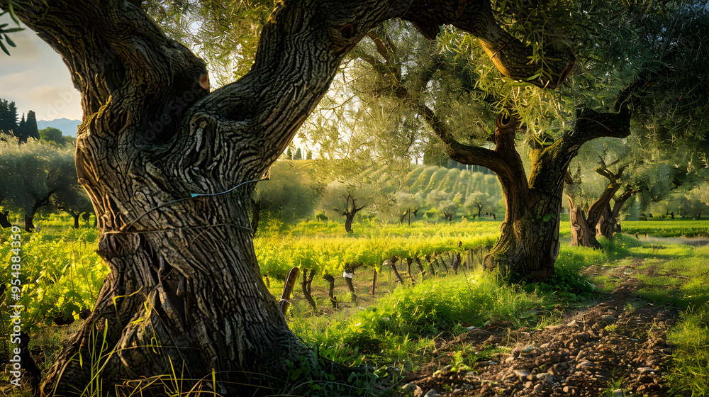 A vineyard in the Lazio region Italy with ancient olive trees and grapevines. A vineyard in the Lazio region Italy with ancient olive trees and grapevines.