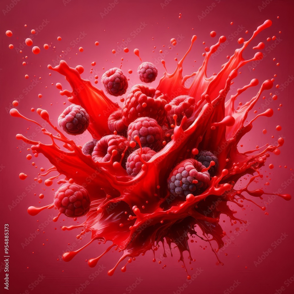 Vibrant and energetic splash of a red liquid similar to red berry jam, syrup, juice or punch, cut out
Vibrant and energetic splash of a red liquid similar to red berry jam, syrup, juice or punch, cut out