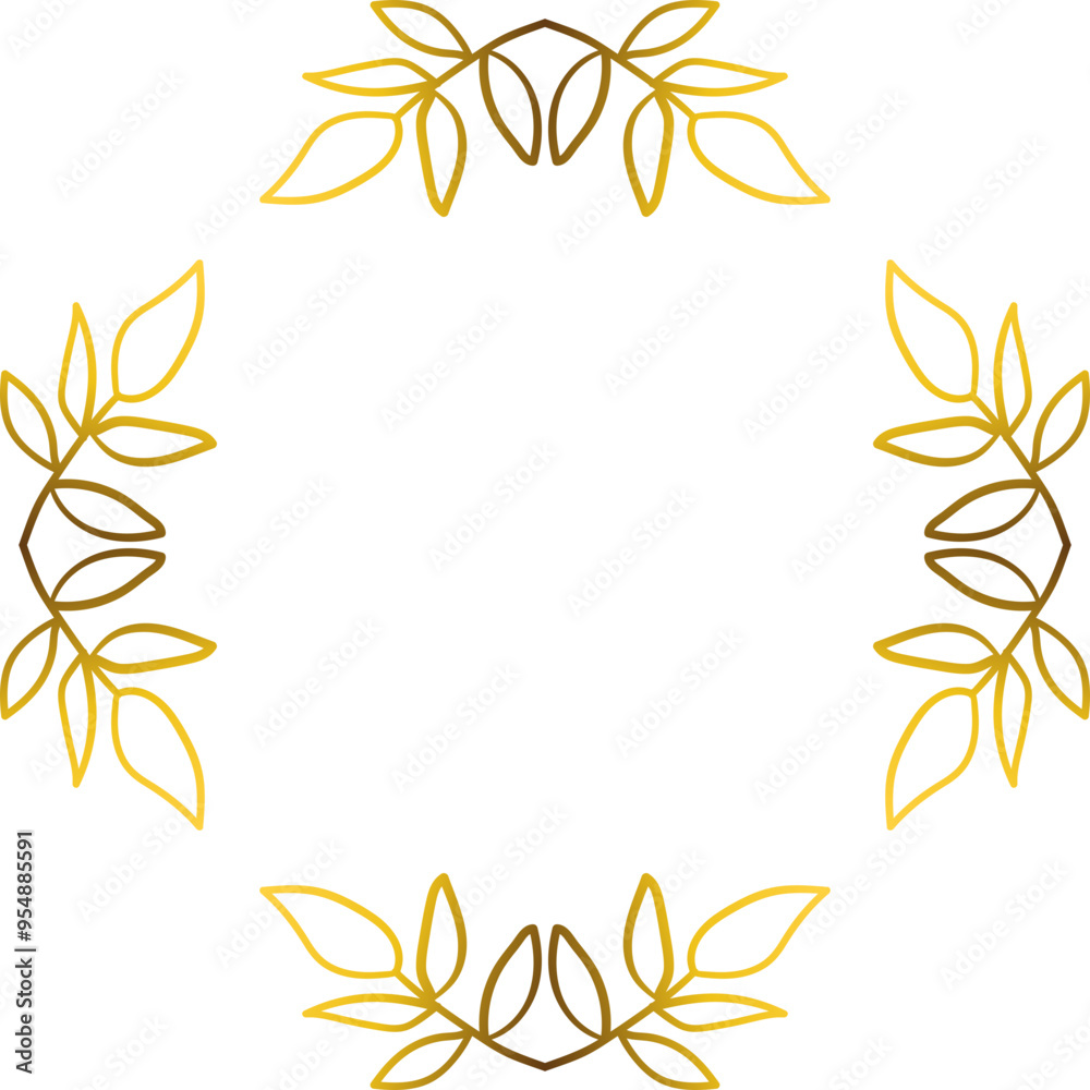 Luxury golden leaves frame ornament