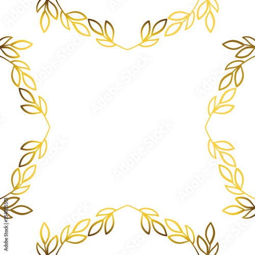 Luxury golden leaves frame ornament